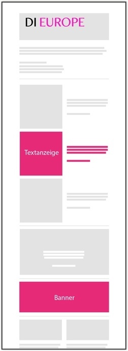 Newsletter with text ad and banner positions